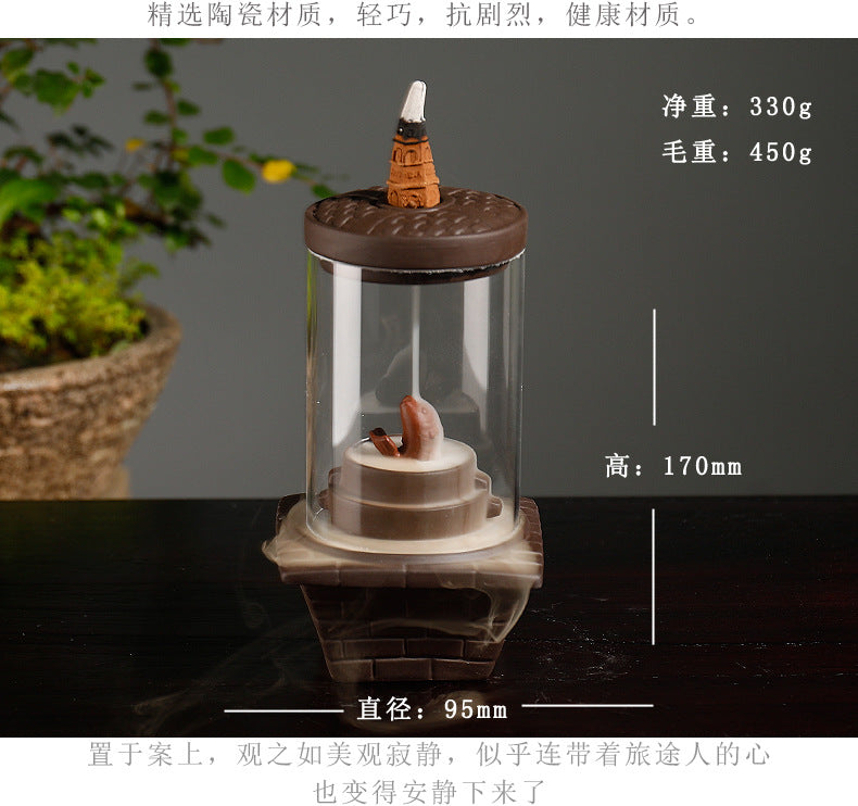 zensoullab Rulai Zen Windproof Cover Backflow Incense Burner Creative Purple Clay Yearly Abundance Backflow Burner Home Decor