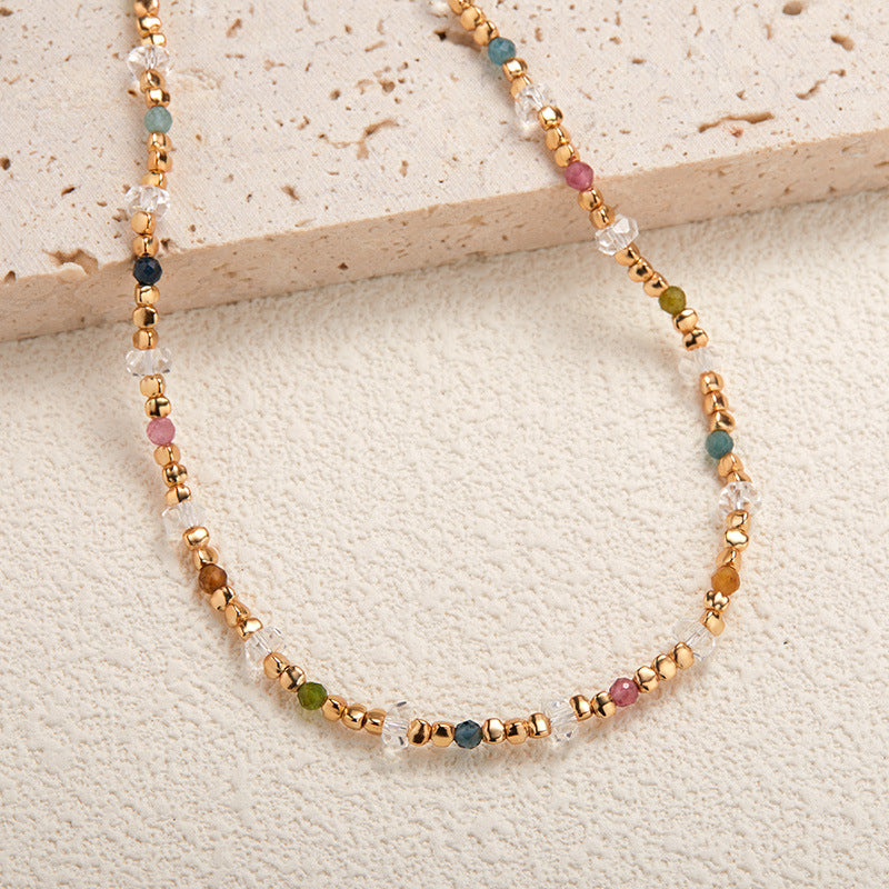 zensoullab Original Design S925 Sterling Silver Natural Tourmaline White Crystal Colorful Gemstone Bracelet for Women Exquisite Handmade Beaded