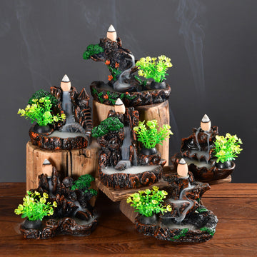Zensoullab Resin Carving High Mountain Flowing Water Backflow Agarwood Stove Home Indoor Zen Sandalwood Incense Burner Tea Ceremony Decoration Zen Incense Burner