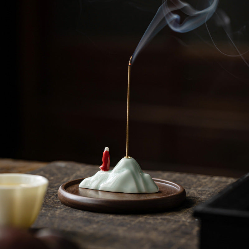 zensoullab Zen Rockery Incense Holder Ornament Tea Ceremony Incense Burner Tea Room Living Room Home Aromatherapy Burner Incense Stand Creative Incense Tool Sandalwood