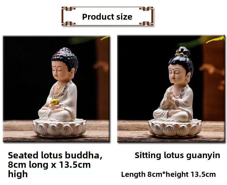Zensoullab Creative Boutique Handicrafts Ceramic Classical Buddha Statue Buddha Buddha Guanyin Bodhisattva Chinese Household Car Safety Ornaments