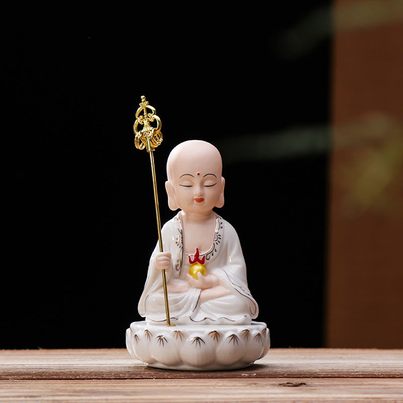 zensoullab Ceramic Saha Western Three Saints Home Worship Guanyin Bodhisattva Shakyamuni Buddha Ksitigarbha Buddha Statue Home Decor