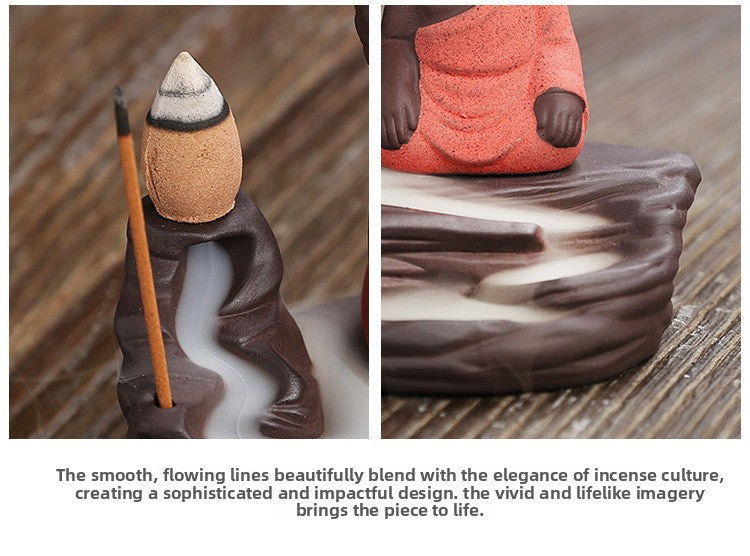 zensoullab Purple Clay Backflow Incense Burner Creative Ceramic Craft Gift Mountain Water Flow Small Tathagata Backflow Incense Burner Original