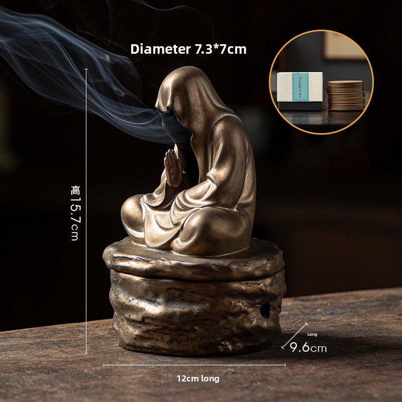 zensoullab Zen Style Incense Burner for Home Indoor Tea Ceremony Study Room Aromatherapy Ornament Sandalwood Agarwood Incense Burner Ceramic Craft