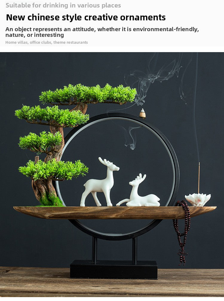 zensoullabled Lamp Circle Base Zen Backflow Incense Burner Chinese Style Home Entrance Decoration Office Tea Room Aromatherapy Burner Household