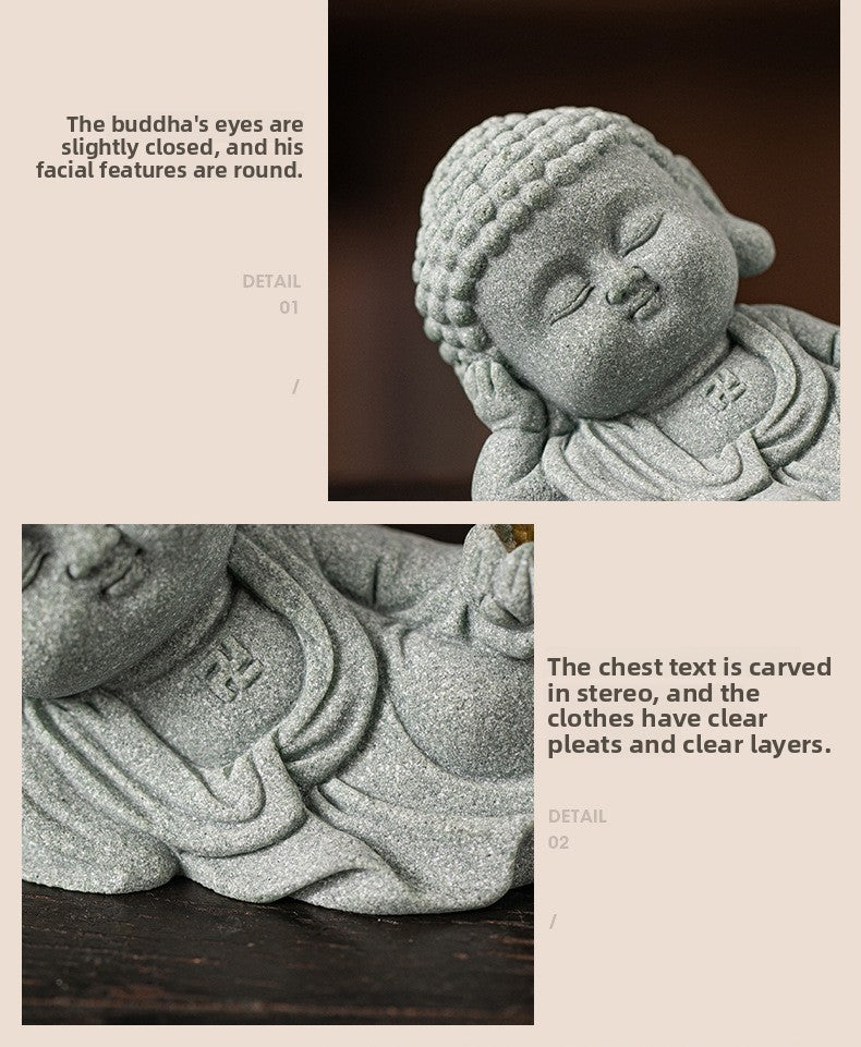 Zensoullab Green Sand Creative Cute Line Incense Burner Tea Ornaments Creative Sleeping Buddha Lotus Incense Stick Green Sand Stone Decoration Home Desktop Decoration