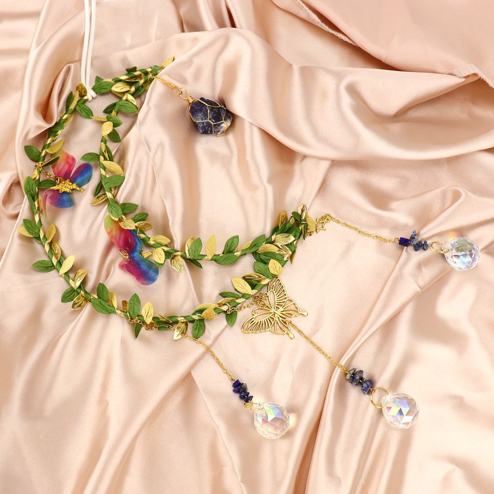 zensoullab Sun Catcher Wrapped Bougainvillea Angel Butterfly Tree Leaf Moon Wind Chime Garden Hanging Ornament Crystal Ball Decoration