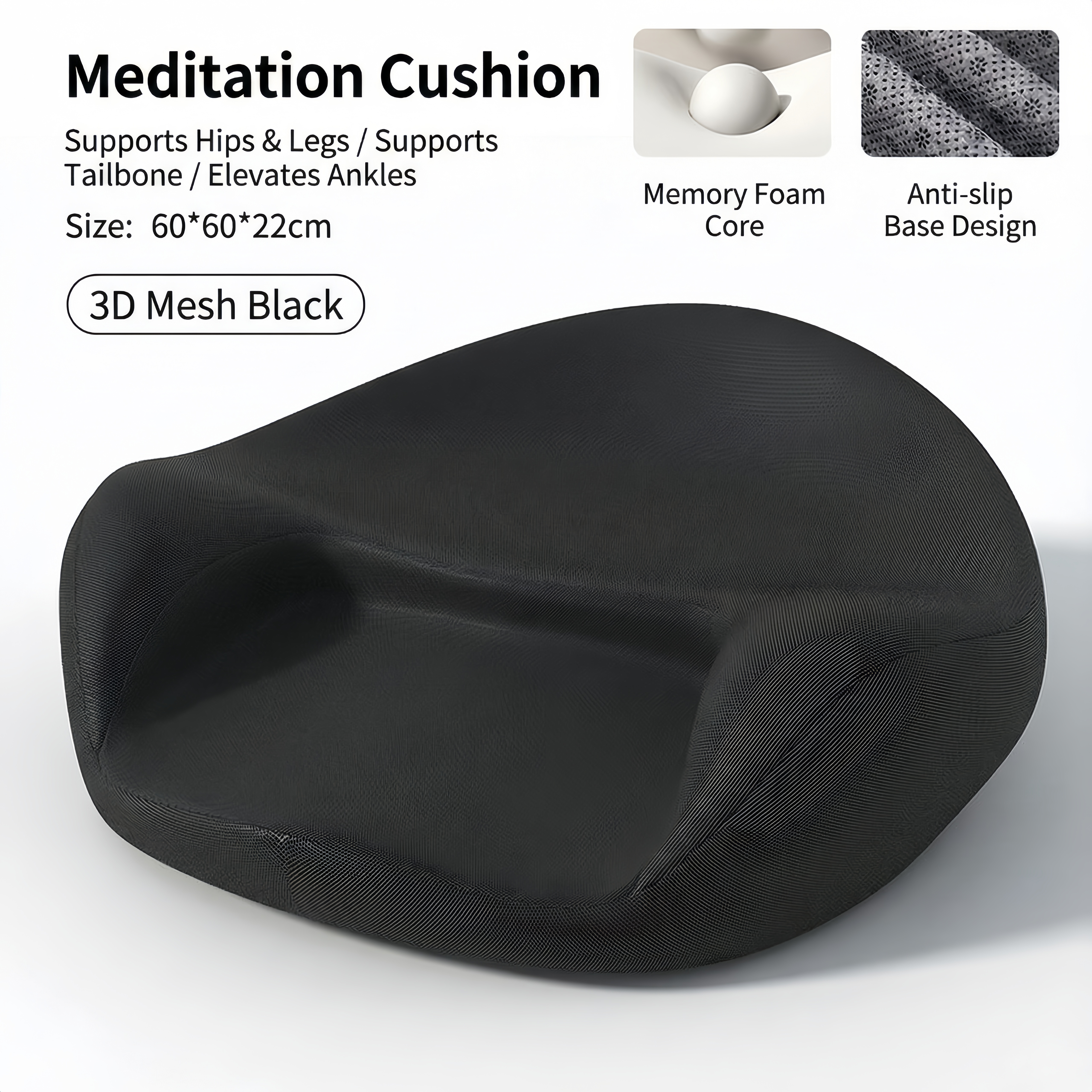 Zensoullab Ergonomic Meditation Cushion Floor Seat (Memory Foam) – 4 Colors