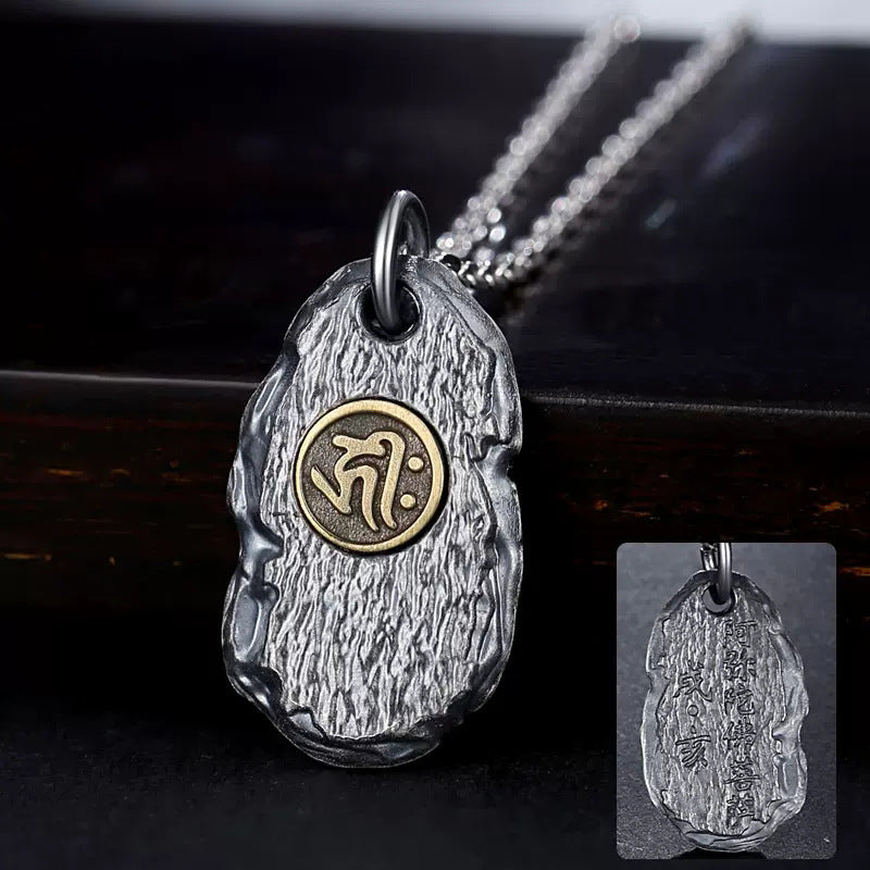 zensoullab Zodiac Buddha Eight Guardian Deities Pendant for Men and Women Twelve Zodiac Signs National Trend Ethnic Style Retro Imitation Thai Silver Vintage Necklace