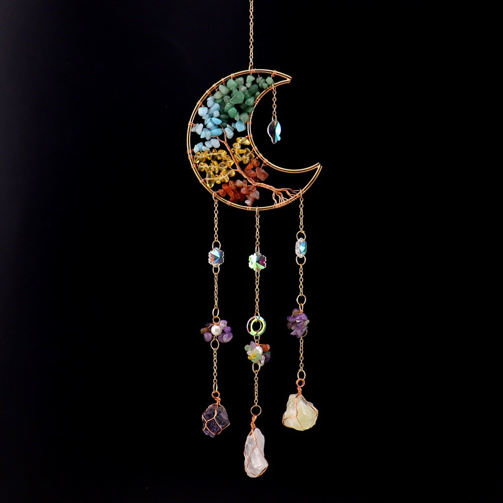 zensoullab Crystal Pendant Metal Moon Sun Catcher Outdoor Window Hanging Decoration Craft Pendant