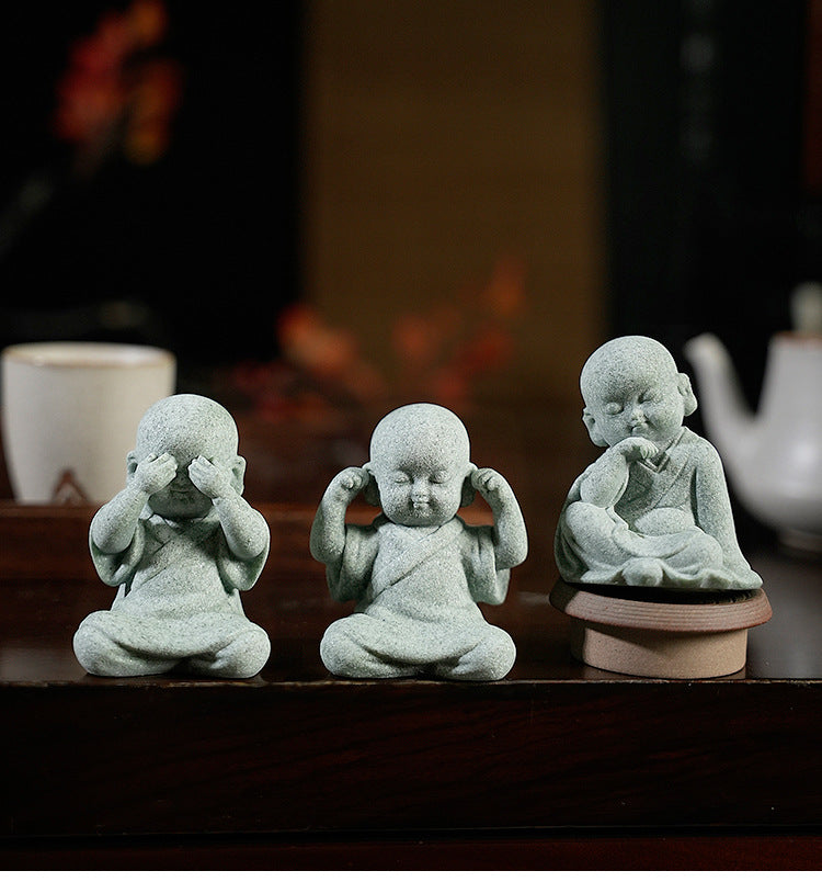 zensoullab Decorative Crafts Zen Decorations Tea Room Arrangement Landscaping Little Monk Decoration New Chinese Style Micro Landscape Arrangement Props