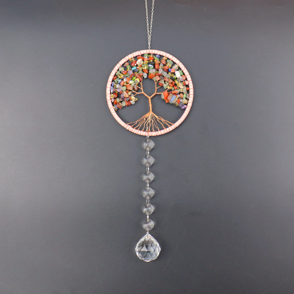 zensoullab Live Hot Sale Natural Crushed Stone Tree of Life Crystal Pendant Car Hanging Bedroom Accessories Pendant