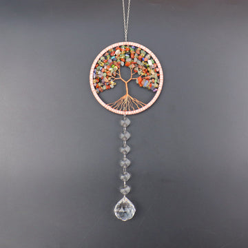 zensoullab Live Hot Sale Natural Crushed Stone Tree of Life Crystal Pendant Car Hanging Bedroom Accessories Pendant