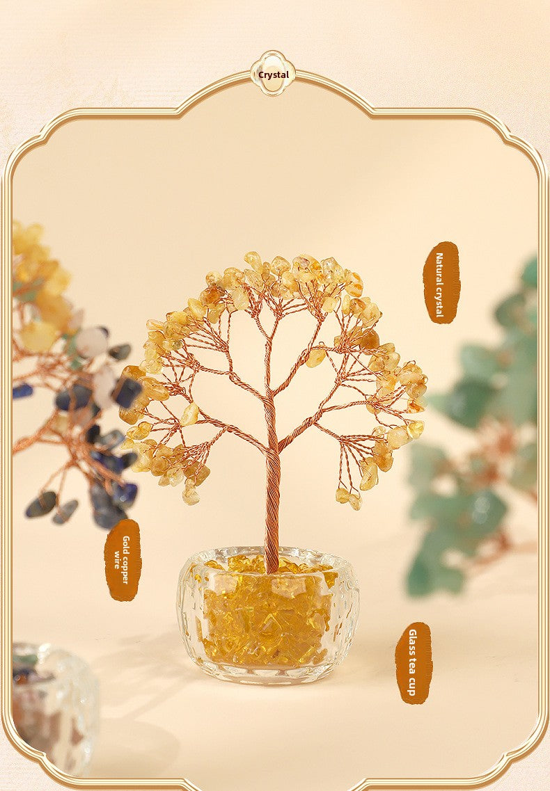 zensoullab Natural Crystal Tree Citrine Money Tree Crystal Tree of Life Wealth Tree Office Crystal Ornament