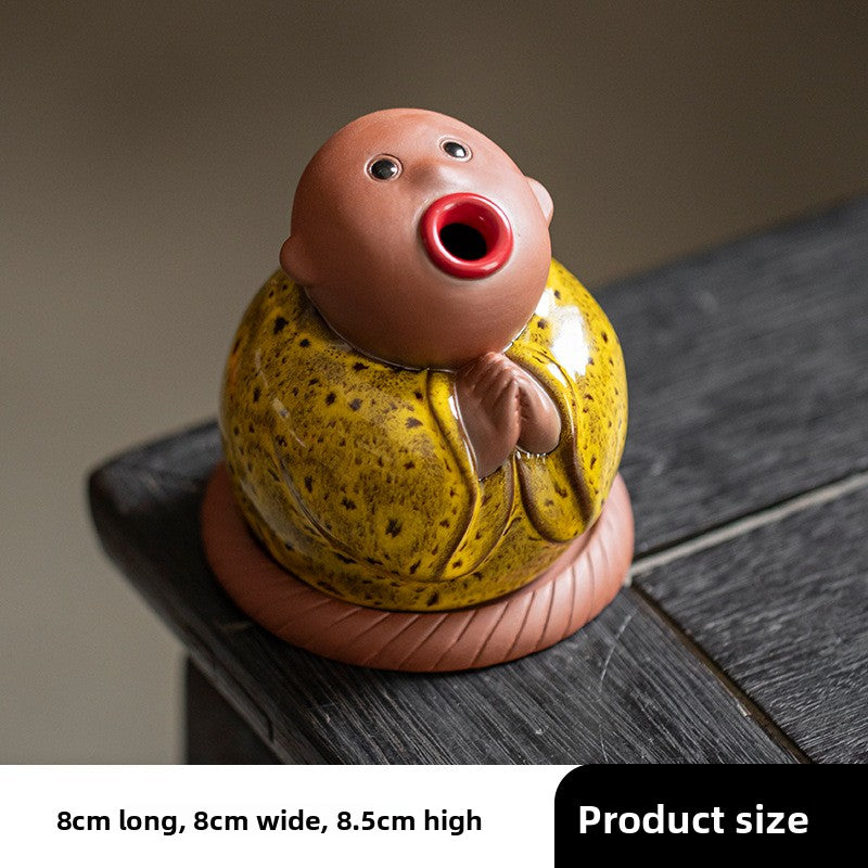 zensoullab Creative Little Monk Incense Burner Cute Aromatherapy Burner Ornament Zen Style Home Indoor Agarwood Sandalwood Incense Burner Incense Box
