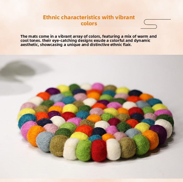 zensoullab Nepal Handmade Wool Felt Mat Round Ball Wool Ball Mat Bowl Mat Coaster Incense Burner Ritual Tool Mat Direct Supply