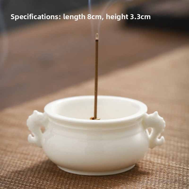 zensoullab Chinese Style Mini Ceramic Incense Burner Tea Room Home Worship Three-legged Incense Burner Portable Incense Holder Incense Ceremony Zen Small Ornament