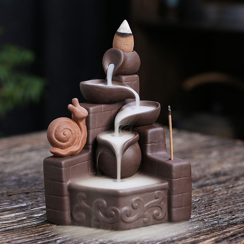 zensoullab Purple Clay Backflow Incense Burner Craft Ornament Creative Animal Sandalwood Backflow Incense Burner Home Decoration