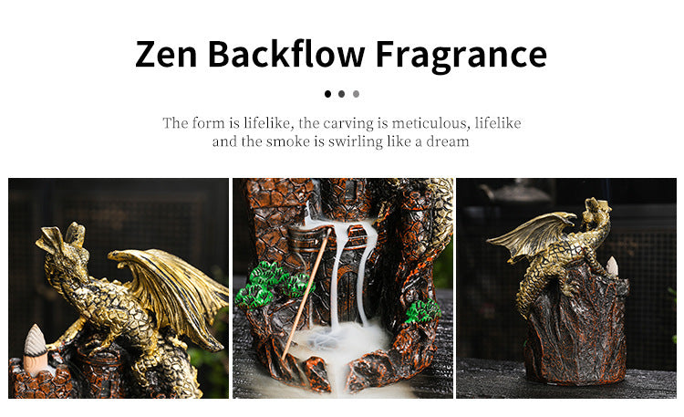 zensoullab Fake Mountain Water Flowing Wealth Ornament Home Desktop Resin Decoration Gift Housewarming Opening Living Room Wealth-Attracting Backflow Incense Burner