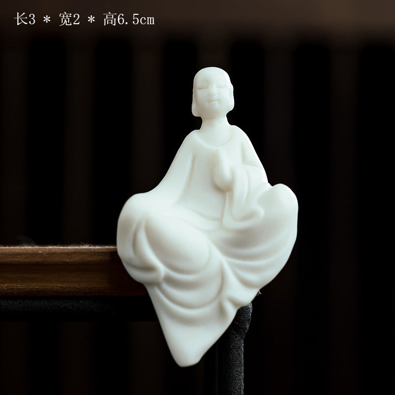 zensoullab Mini Fingertip Small Buddha Ceramic Little Monk Ornament Micro Landscape Tea Room Fish Tank Decoration Formless Buddha Zen Small Figure