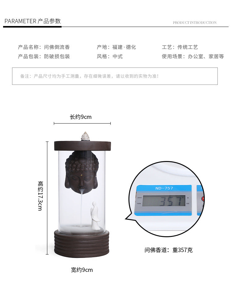 zensoullab Rulai Zen Windproof Cover Backflow Incense Burner Creative Purple Clay Yearly Abundance Backflow Burner Home Decor