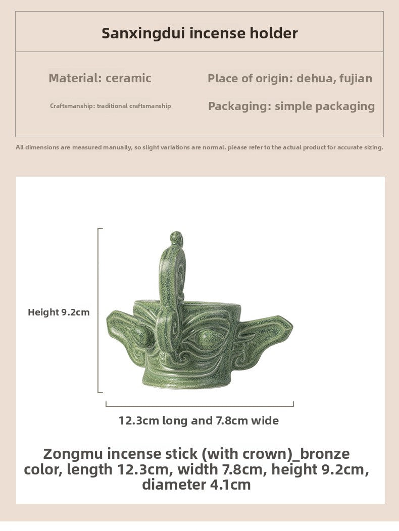 zensoullab Chinese Retro Cultural Creative Sanxingdui Bronze Long Eyes Mask Incense Holder Aromatherapy Burner Home Indoor Ceramic Incense Burner