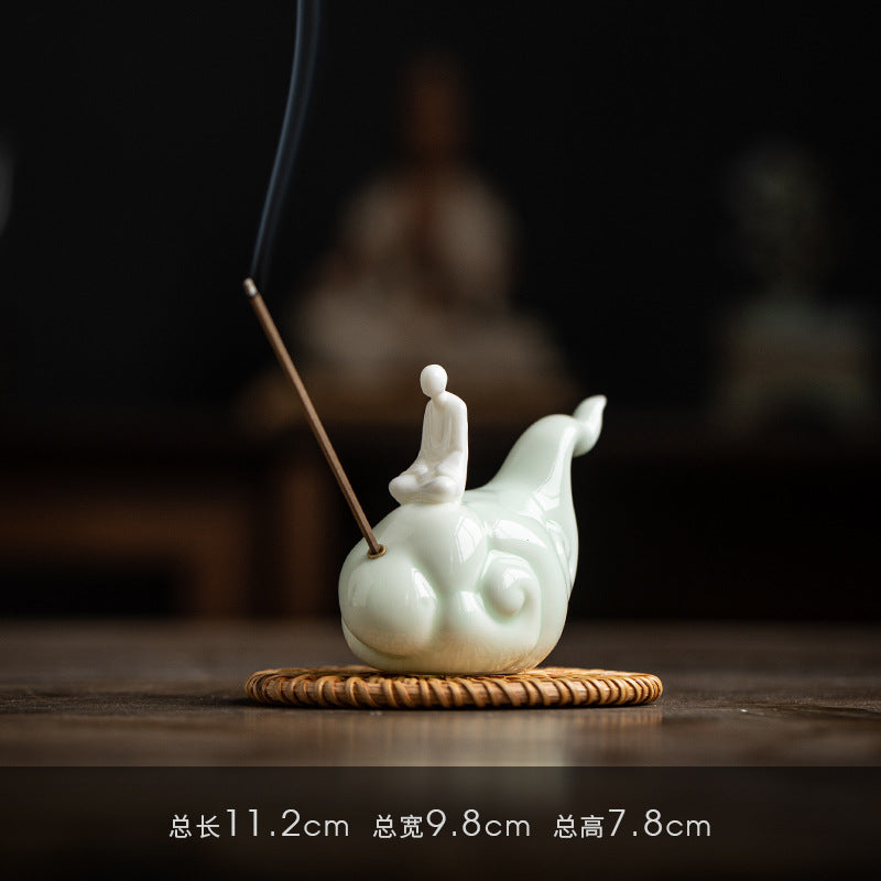 zensoullab Zen Style Formless Buddha Incense Holder Ornament Incense Burner Incense Tray Sandalwood Ceramic Monk Tea Table Decoration