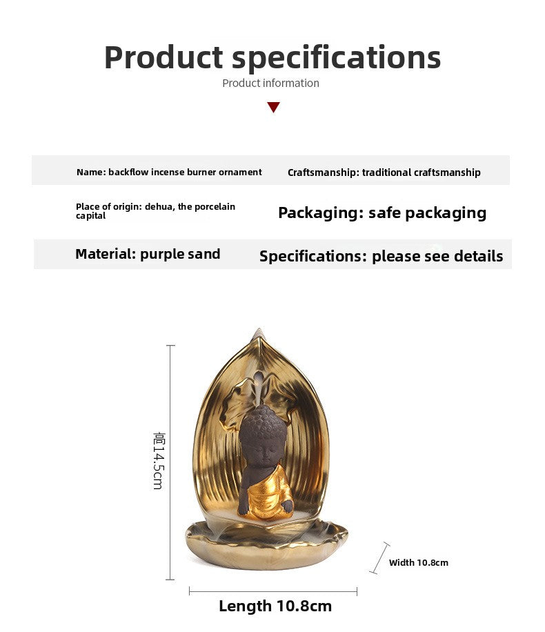zensoullab Backflow Incense Burner Rulai Flowing Incense Gold Base Small Shaami Creative Backflow Incense Burner Home Incense Desktop Ornament