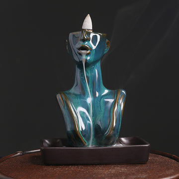 Ceramic European and American Beauty Statue Backflow Incense Burner Creative Beauty Sandalwood Incense Backflow Burner Home Decor