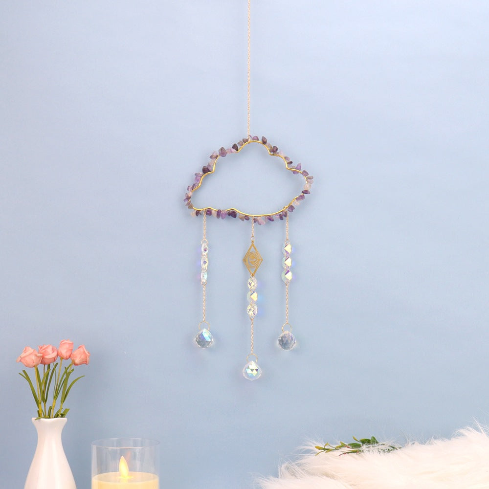 zensoullab Natural Crystal Gravel Handmade Crystal Decoration Pendant Window Outdoor Light Gathering Cloud Amethyst Sun Catcher