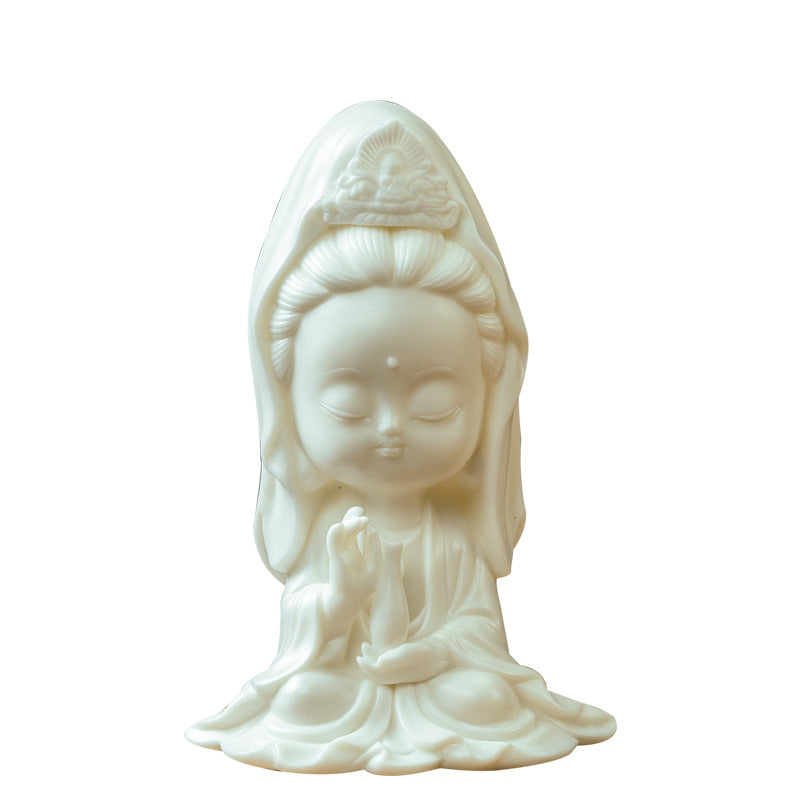zensoullab Premium Ceramic Guanyin Bodhisattva Home Decoration Cute Desktop Ornament Office Entrance Peace Car Gift