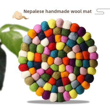 zensoullab Nepal Handmade Wool Felt Mat Round Ball Wool Ball Mat Bowl Mat Coaster Incense Burner Ritual Tool Mat Direct Supply