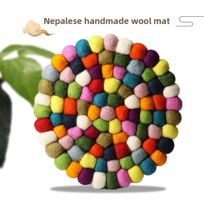 zensoullab Nepal Handmade Wool Felt Mat Round Ball Wool Ball Mat Bowl Mat Coaster Incense Burner Ritual Tool Mat Direct Supply