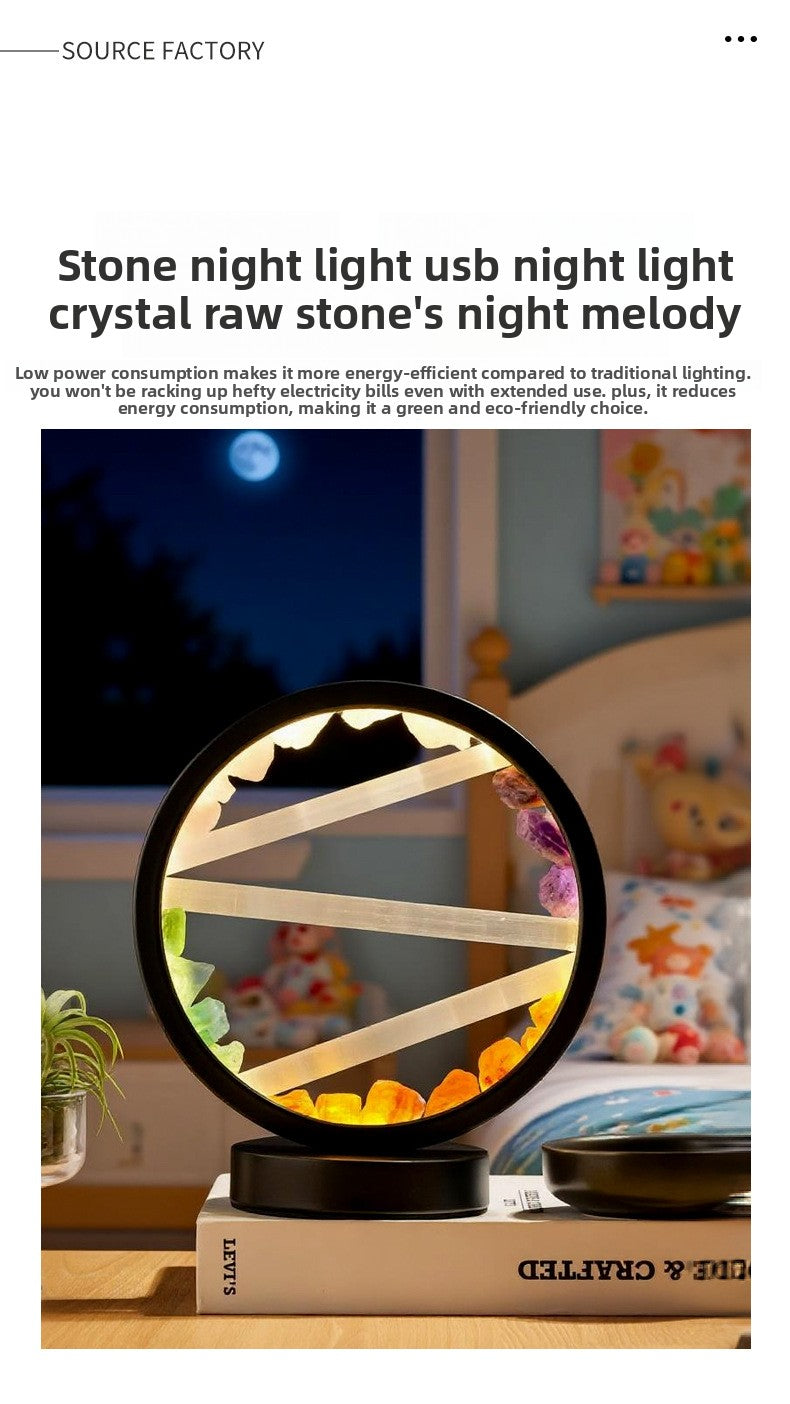 zensoullab Natural Crystal Lamp Pink Crystal Gypsum Raw Stone Night Light Bedroom USB Bedside Festival Atmosphere Lamp