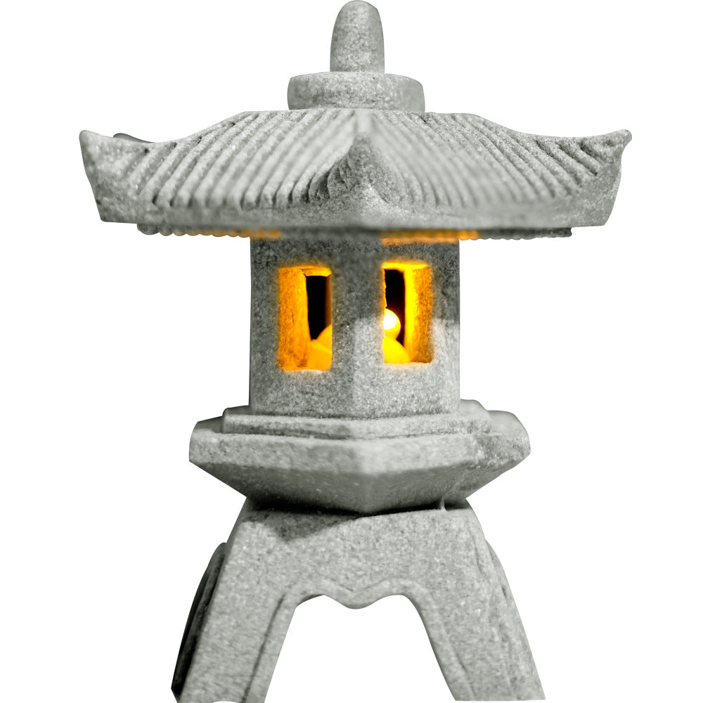 zensoullab Japanese Style Stone Lantern Micro Landscape Ornament Chinese Style Bonsai Fish Tank Decoration Ancient Style Desktop Zen Tea Table Stone Lantern
