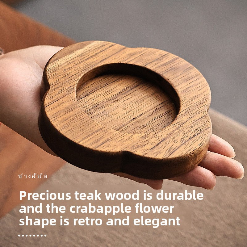 Zensoullab Japanese Style Solid Wood Windproof Glass Lampshade Candlestick Vintage Aromatherapy Candle Light Coffee Table Zen Atmosphere Ornaments