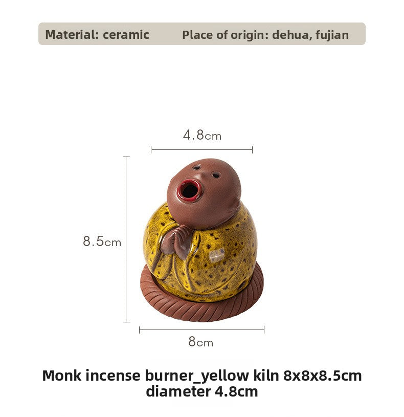 zensoullab Creative Little Monk Incense Burner Cute Aromatherapy Burner Ornament Zen Style Home Indoor Agarwood Sandalwood Incense Burner Incense Box