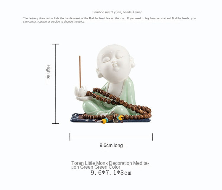 Zensoullab Creative Chinese Ceramic Ornaments Household Line Aromatherapy Stove Samanera Little Monk Incense Holder Incense Burner Tray Sandalwood Holder Indoor