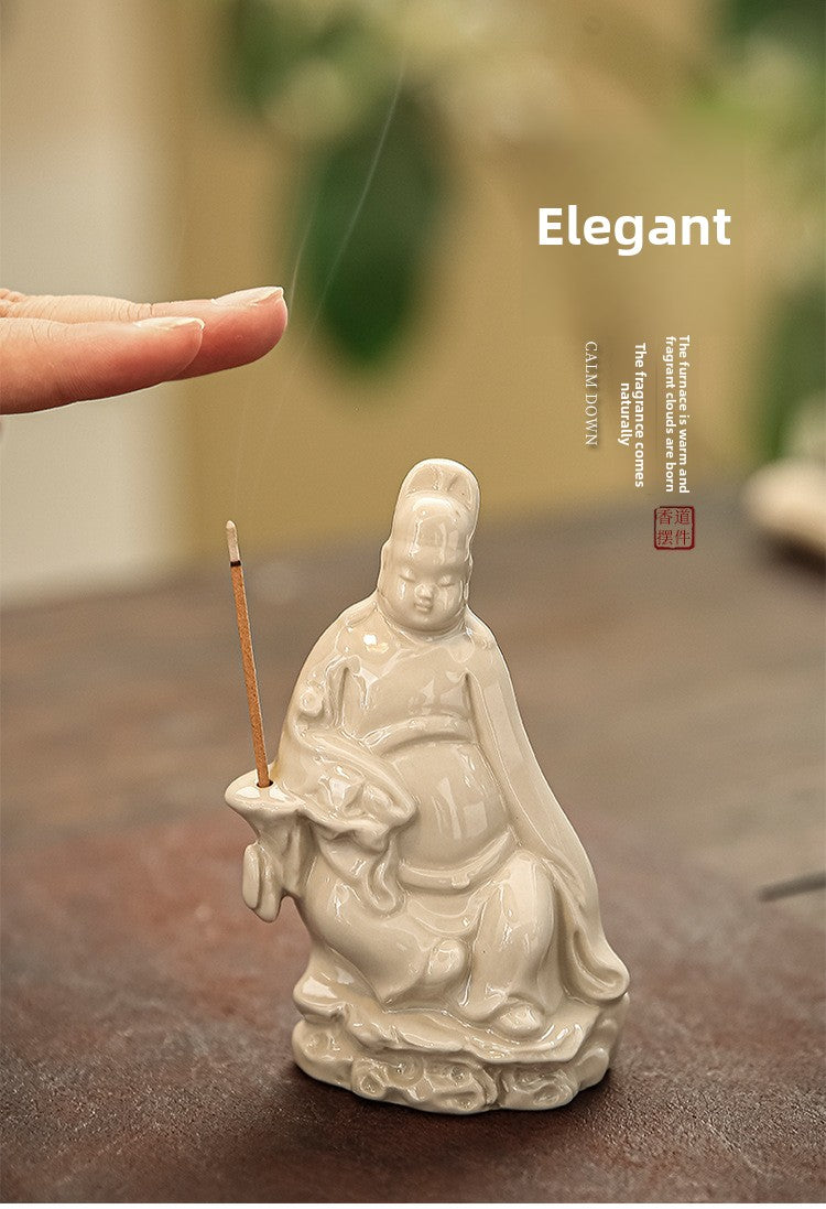 Zensoullab Creative New Chinese Ceramic Small Wenchang Incense Burner Decoration Home Indoor Decoration Sandalwood Incense Incense Ceremony Incense Holder
