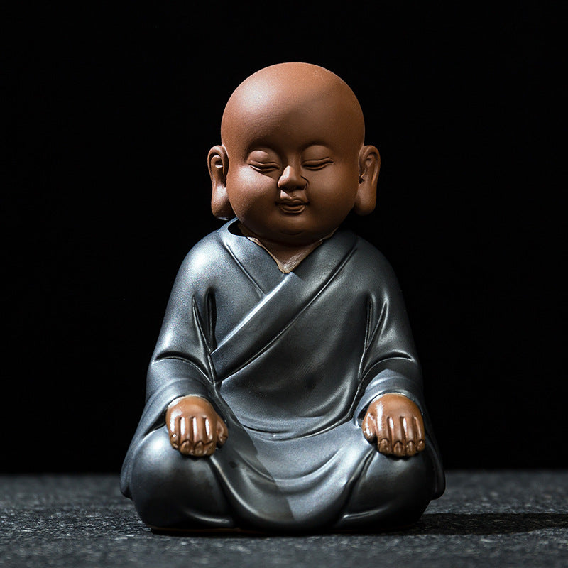 zensoullab Premium Yixing Zisha Little Monk Tea Pet Tea Tray Kung Fu Tea Set Accessories Ceramic Zen Little Sha Mu Figurine