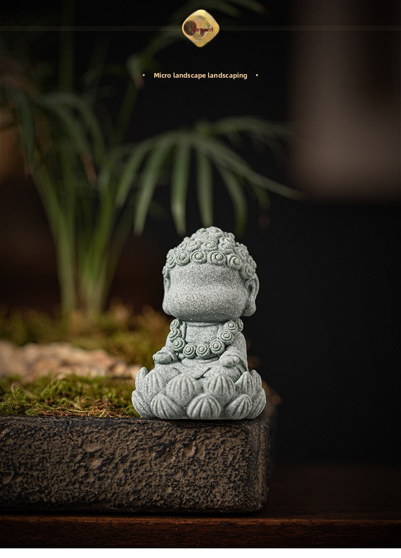 zensoullab Zen Style Chinese Qingsha Cultural Creative Four Small Buddha Incense Holder Incense Stand Incense Tray Tea Pet Living Room Indoor Tea Ceremony Aromatherapy Burner