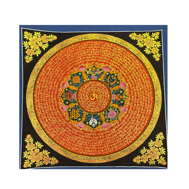 zensoullab Nepal Scripture Mandala Hand-painted Thangka Tibetan Hand-painted Six-syllable Mantra Thangka Living Room Entrance Hallway Decorative Painting