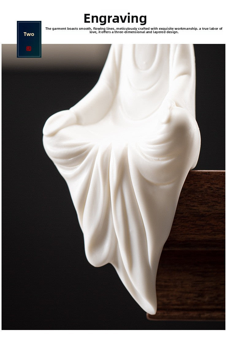 zensoullab Zen New Chinese Style White Porcelain Figure Formless Buddha Living Room Study Entrance Decoration Ceramic Little Monk Craft