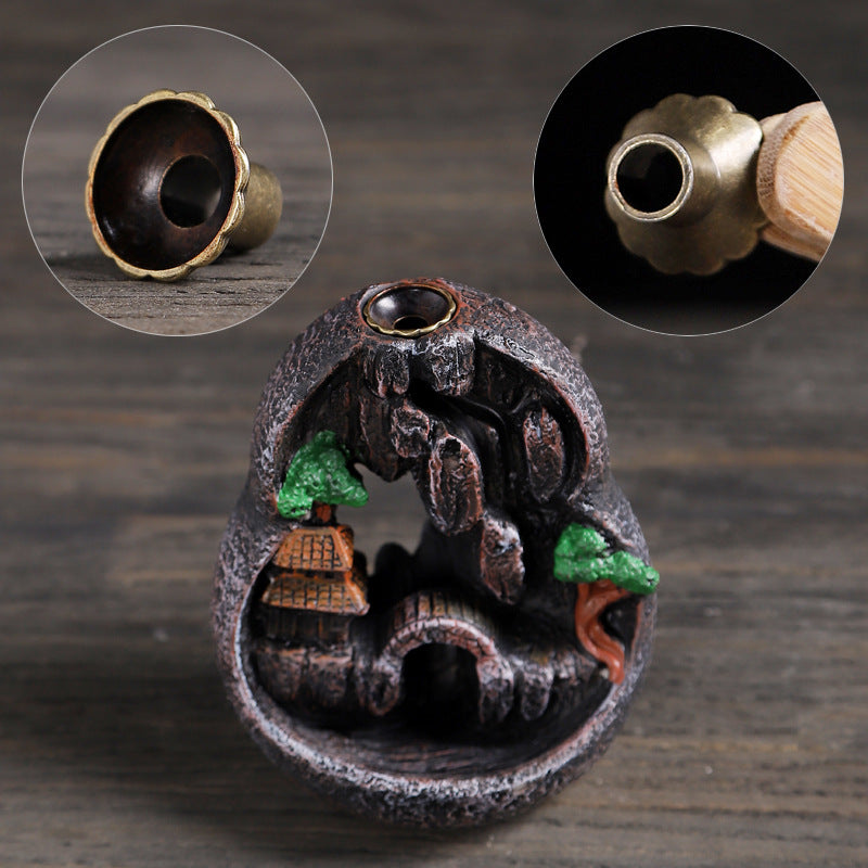 zensoullab Backflow Incense Burner Resin Home Indoor Tea Ceremony Incense Retro Creative Backflow Ornament