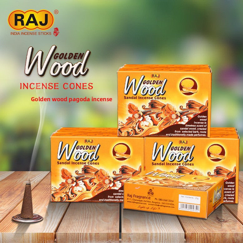 zensoullab Indian Incense Golden Wood Original Imported Laoshan Sandalwood Handmade Aromatherapy Incense Tower Incense Cone Incense 179