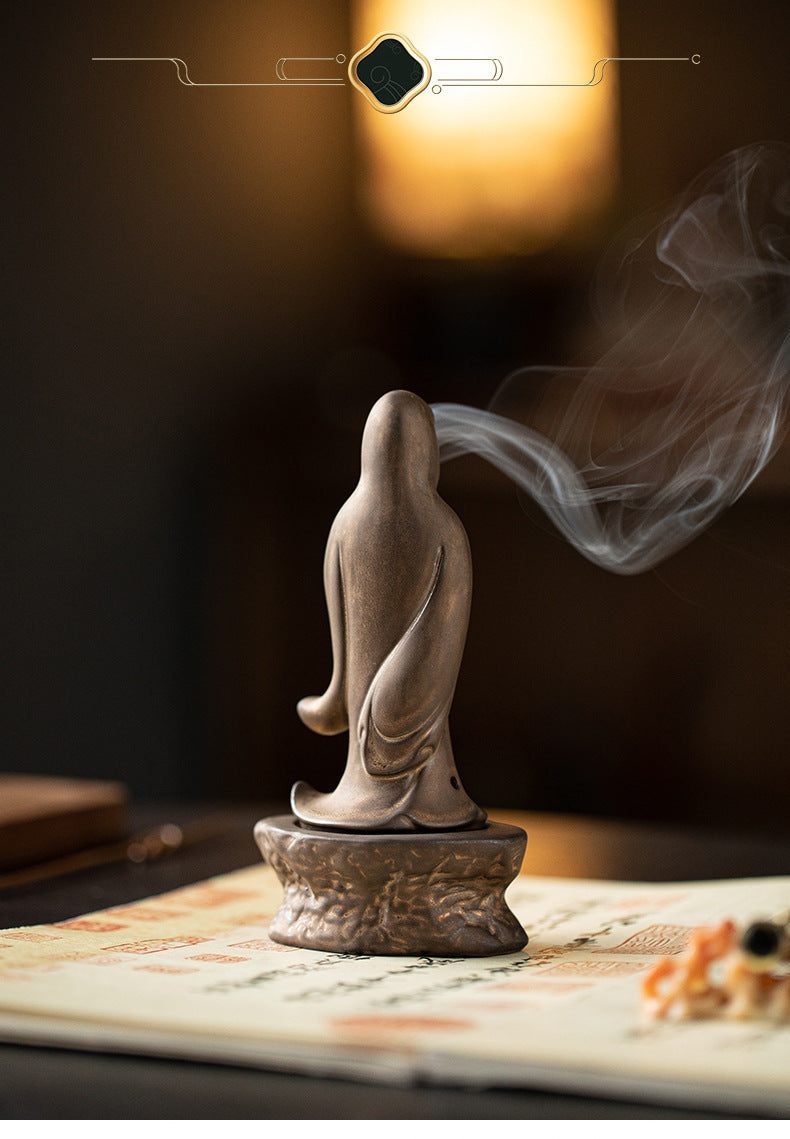 zensoullab Zen Style Formless Mini Incense Burner for Home Indoor Small Disc Incense Burner Tea Room Desktop Antique Incense Burner Small Ornament