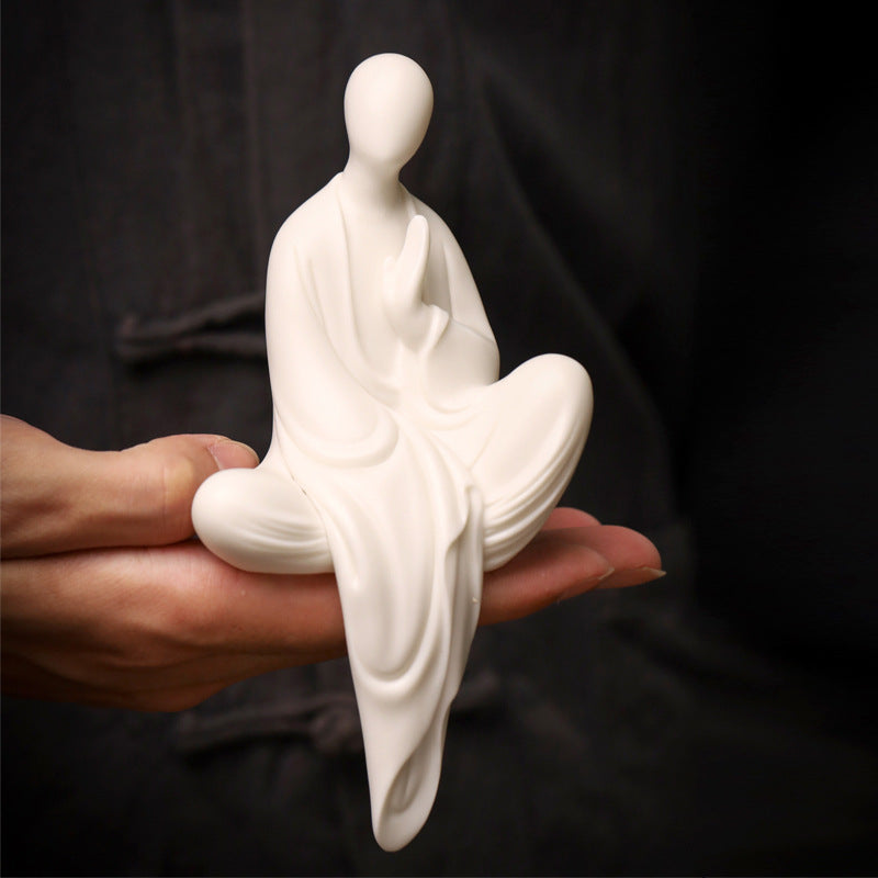 zensoullab Zen Ceramic Formless Buddha Figure Chinese Style Small Monk Ornament Small Monk Entrance Living Room Study Creative Decoration Display