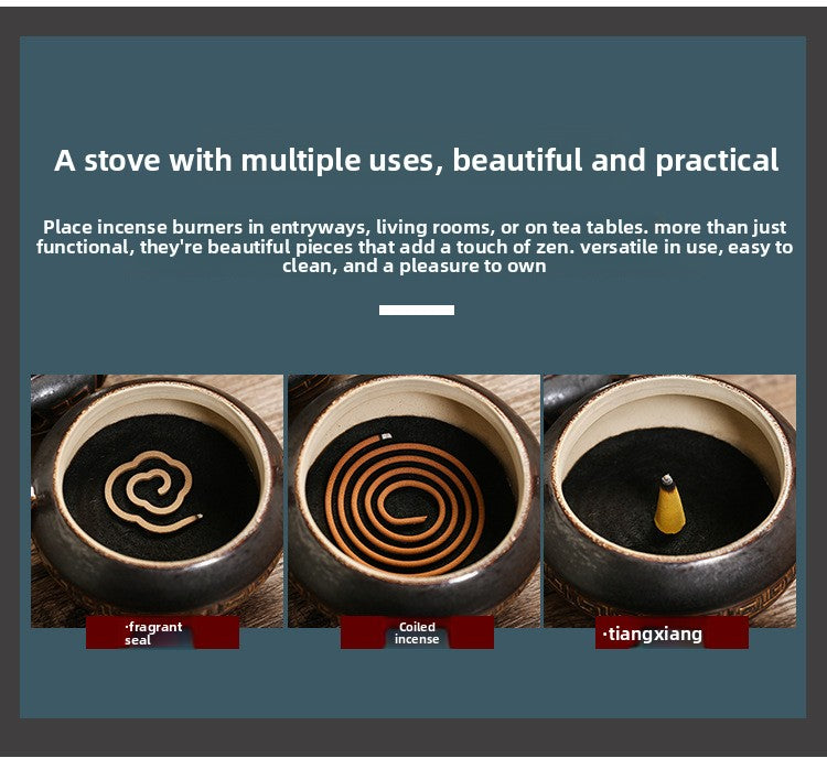 zensoullab Tai Chi Bagua Ceramic Incense Burner Home Indoor Zen Tea Room Tea Table Aromatherapy Burner Incense Decoration