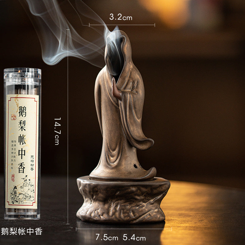zensoullab Zen Style Formless Mini Incense Burner for Home Indoor Small Disc Incense Burner Tea Room Desktop Antique Incense Burner Small Ornament