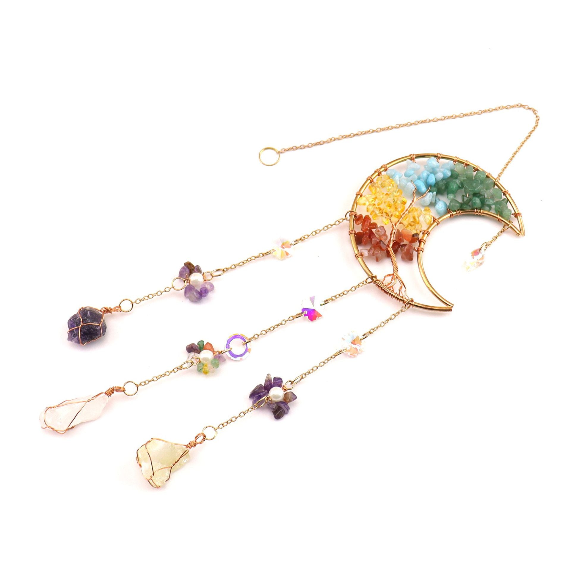 zensoullab Crystal Pendant Metal Moon Sun Catcher Outdoor Window Hanging Decoration Craft Pendant